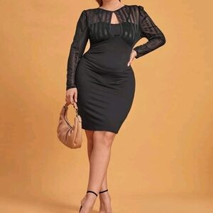 Plus Mesh Panel Cut Out Dress
